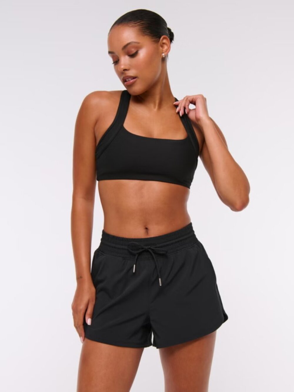 Abercrombie YPB motionTEK High Rise Lined Workout Short - Black, Medium